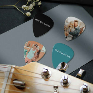 Custom Text Guitar Pick, Engraved Double-Sided Printed with Photo Guitar Pick Gifts 12Pcs With Free Pick Case