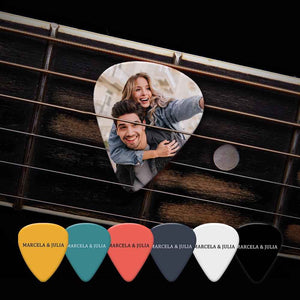 Custom Text Guitar Pick, Engraved Double-Sided Printed with Photo Guitar Pick Gifts 12Pcs With Free Pick Case