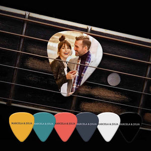 Custom Text Guitar Pick, Engraved Double-Sided Printed with Photo Guitar Pick Gifts 12Pcs With Free Pick Case