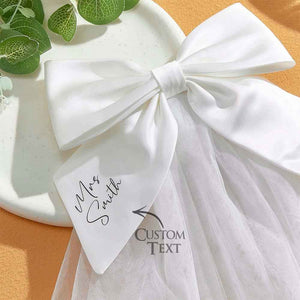 Personalized Bridal Veil Bow Clip Gift for Bride