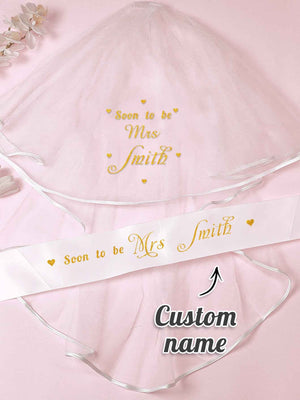 Personalized Bride Veil Sash Set Bride to be Veil Hen Party Accessories