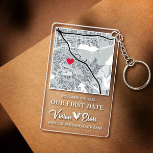 Personalized Acrylic Map Keychain Our First Date Keychain For Couple