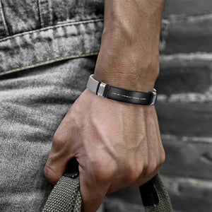 Engraved Morse Code Bracelet Men's Bracelet Stainless Steel Black