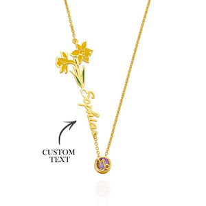 Personalized Birth Flower & Star Sign Name Necklace - Ideal Wedding Gift Birthday Gift