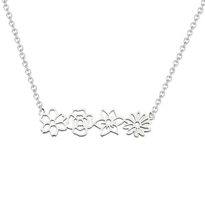 Personalized Multiple Birth Flower Necklace Family Floral Necklace Gift For Mom