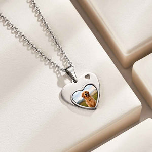 Custom Photo Engraved Necklace Heart Pet Gifts