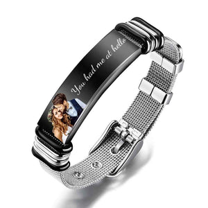 Custom Photo Bracelets Engraved Stainless Steel Bracelet Gifts for Couple