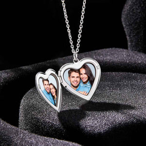 Custom Photo Engraved Necklace Heart-shaped Locket Necklace Creative Gift