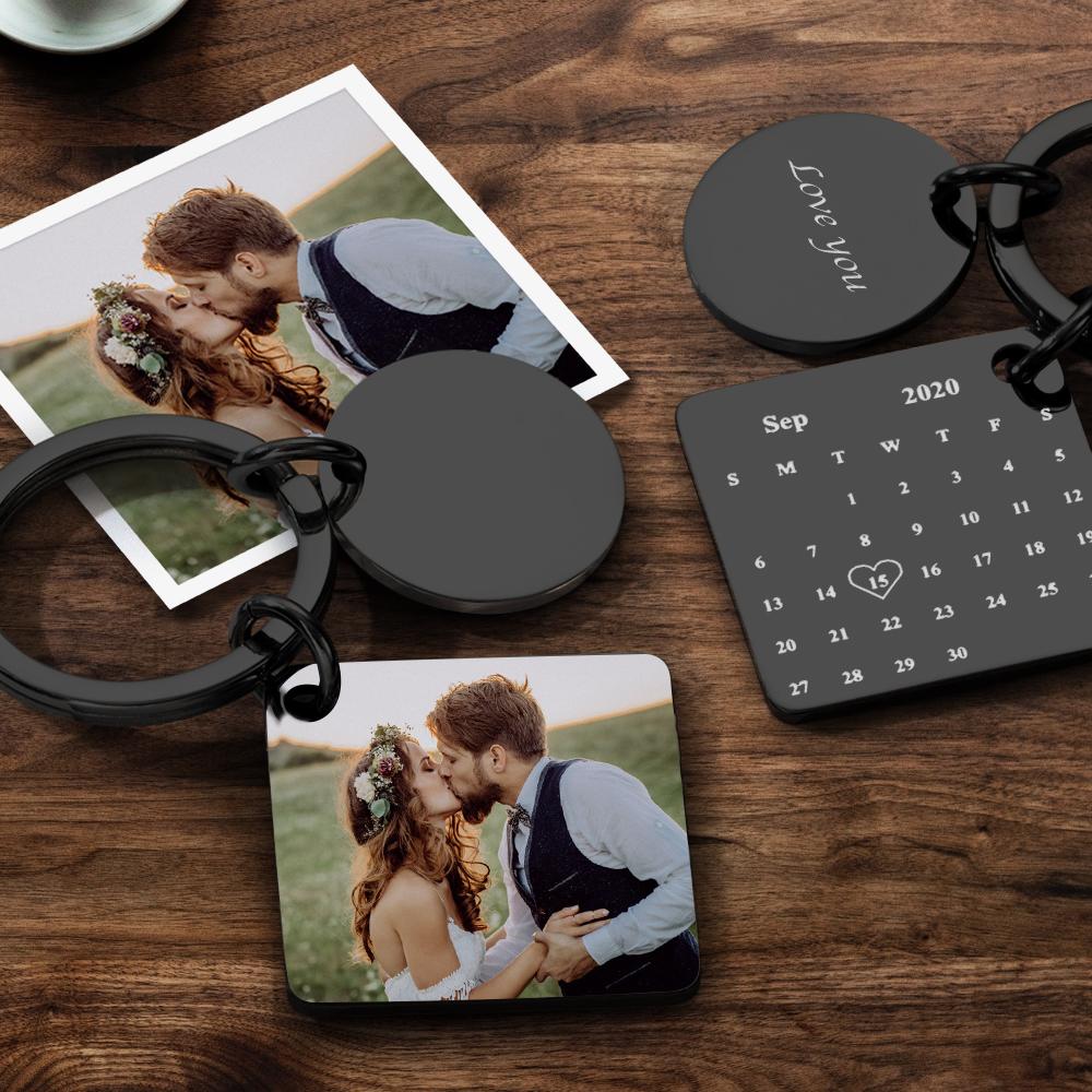 Personalised Photo Calendar Keychain - Custom Engraved Gift