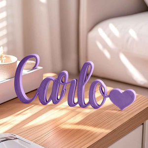 Custom 3D Printed Name Sign with Heart Shaped Desk Name Plate Home Decor Gift