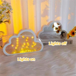 DIY Cloud Tulip Mirror Night Light Simulation Flower Bedroom Sleeping Table Lamp