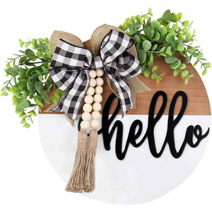 Welcome Sign for Front Door Wood Farmhouse Wreath Porch Decor Hanging Decoration Gifts