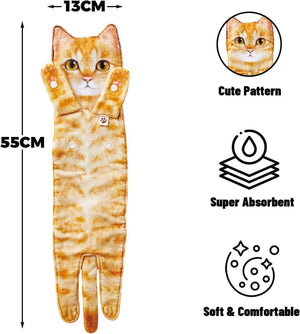 Cute Cat Decor Hanging Face Towels Soft Funny Face Towels Gift for Women Cat Lovers
