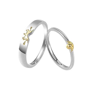 Sunflower Matching Promise Rings Couple Adjustable Ring Jewelry Gift for Lovers