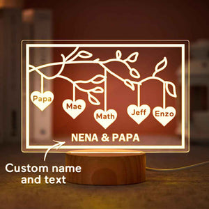 Custom Family Tree LED Night Light Engraved Name 3-8 Deocr Anniversary Gifts