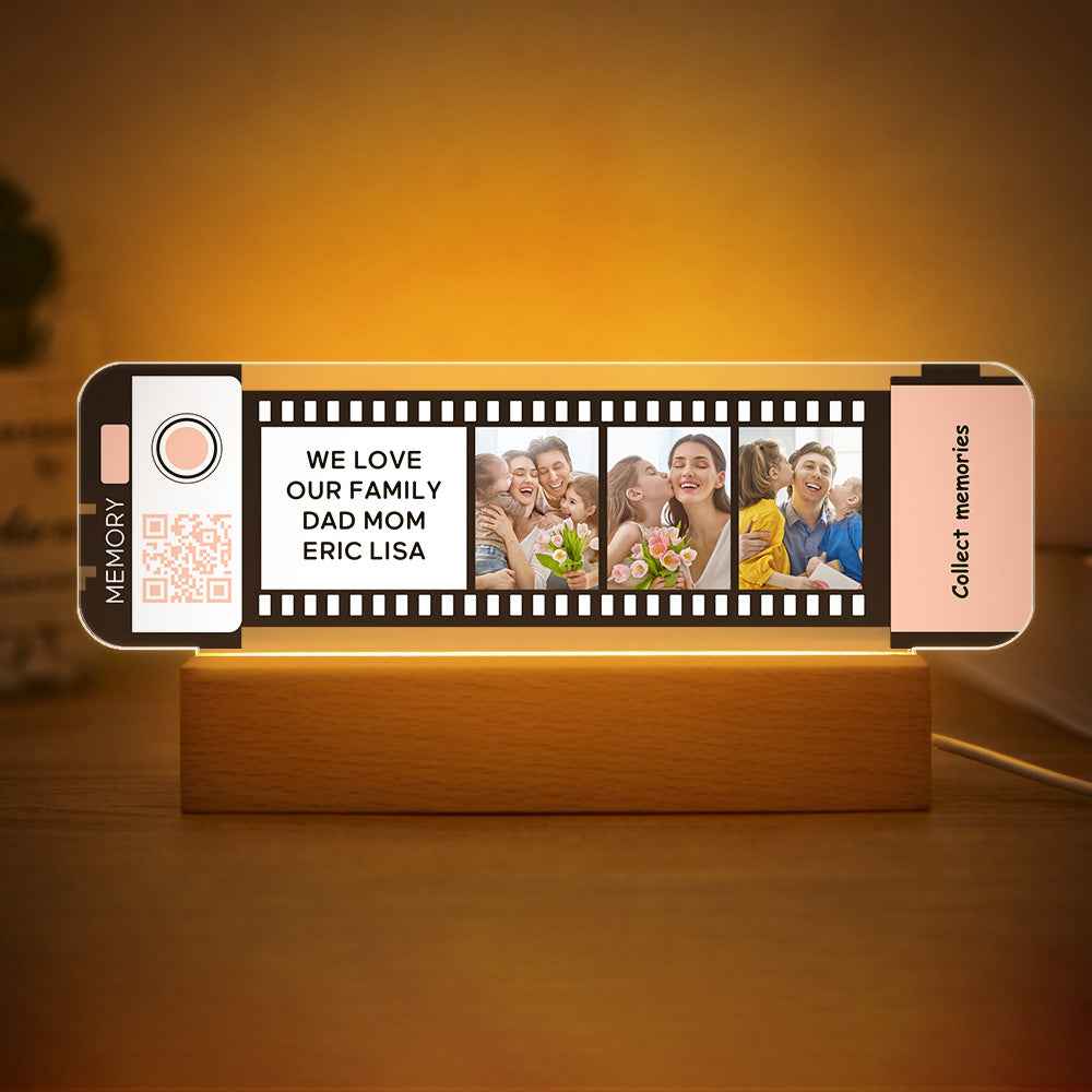 Custom QR code Acrylic Filmstrip Plaque Night Light Gift for Family