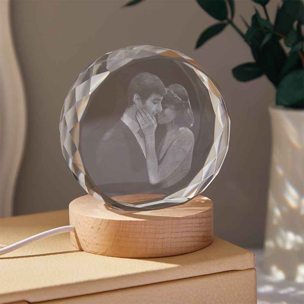 Personalized 2D Photo Crystal Night Light Laser Engraved Picture Lamp Gifts For Her