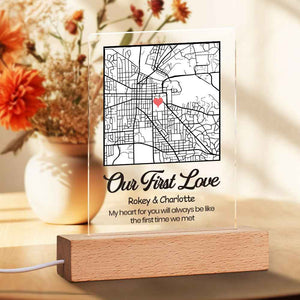 Anniversary Gifts Custom Engraved Map Night Light Our First Date Night Light For Couple