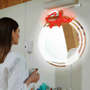 Personalized Name Mirror Light for Wall Custom Color Neon Mirror LED Dimmable Light Birthday Party Wedding Gift