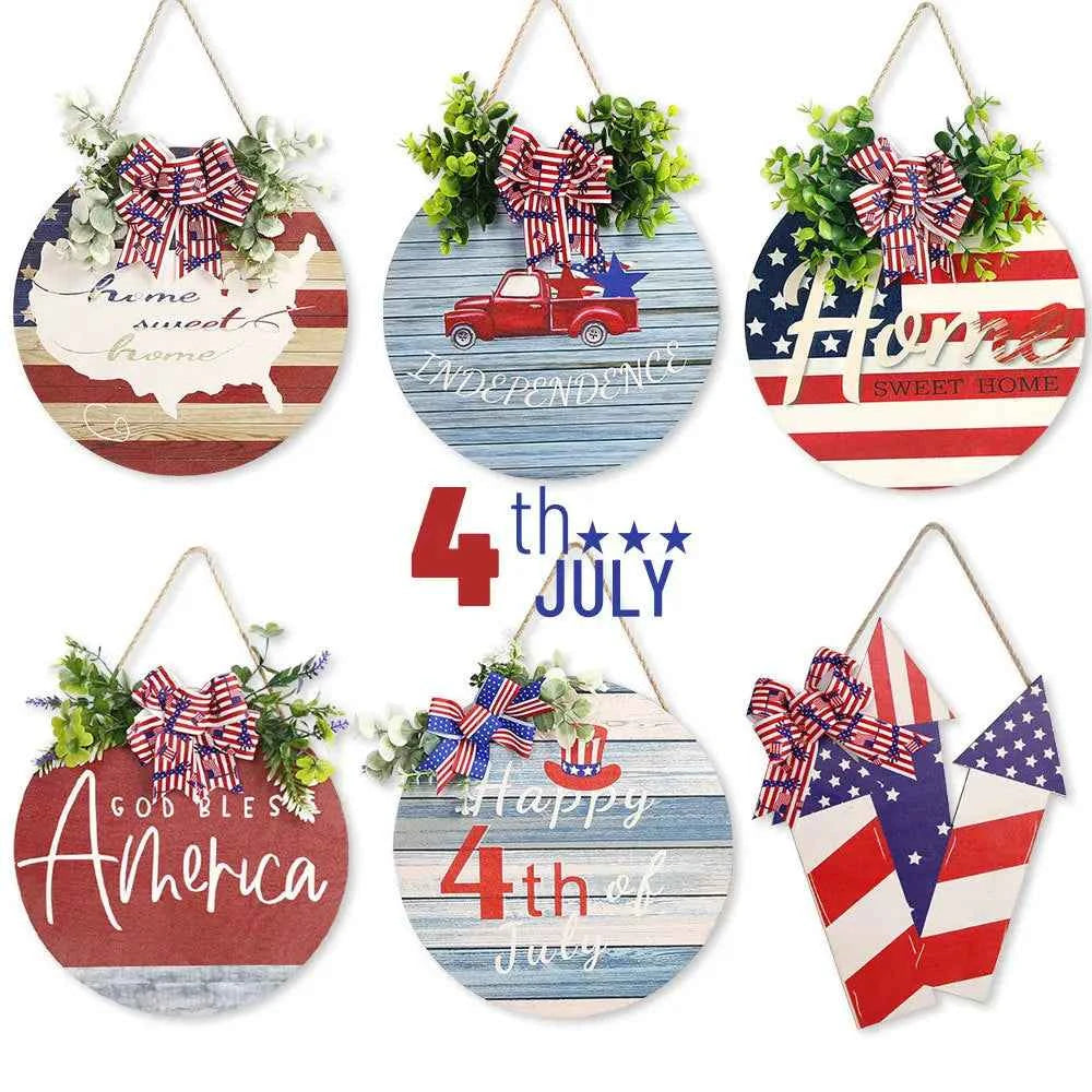 4th of July Welcome Door Sign Independence Day Decorations Front Door Hanger Gifts