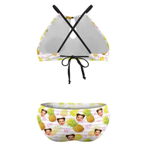 Custom Face Plus Size Swimwear Personalized Pineapple High Waist Bikini Swimsuit