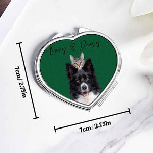 Personalized Pet Portrait Compact Portable Mirror Travel Birthday Gift for Pet Lover