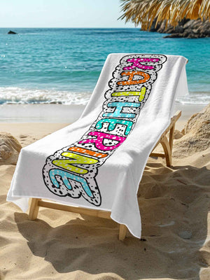 Personalized Dalmatian Dots Beach Towel with Rainbow Name Summer Vacation Bridesmaid Party Gift for Her
