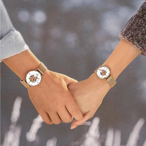 Engraved Rose Gold Alloy Bracelet Photo Watch 36mm Gifts for Mom