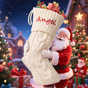 Personalized Christmas Stocking with Custom Name – Festive Holiday Decor for the Family
