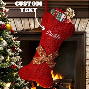 Personalized Dog Bone Christmas Stockings with Name Gift for Puppy Lovers