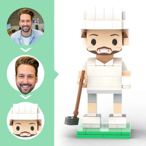 Custom Head 1 Person Cute Golf Palyer Brick Figure Anniversary Gift Birthday Gift for Him
