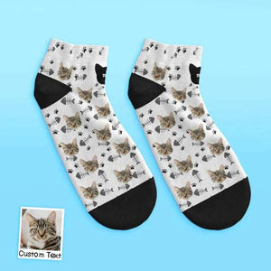 Custom Face Low Cut Ankle Socks with Cat Gift for Pet Lover