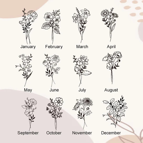 Personalised Name Flask with Birth Flower - Custom Bridesmaid Gift