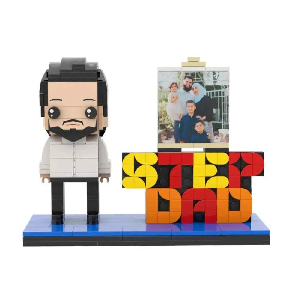 Full Body Customizable STEP DAD Building Block Figures with Photo - Perfect Father's Day Gift