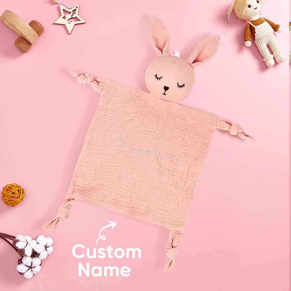 Personalized Baby Soothing Towel Soft Sleeping Animal Towel with Embroidered Name Gift for Baby