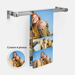 Personalized Collage Photo Towel with 4 Pictures
