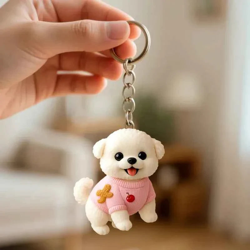 Define a keychain for 3D printing a puppy figurine.