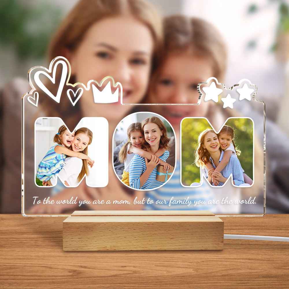 A night light for mothers that can be customized with photos.