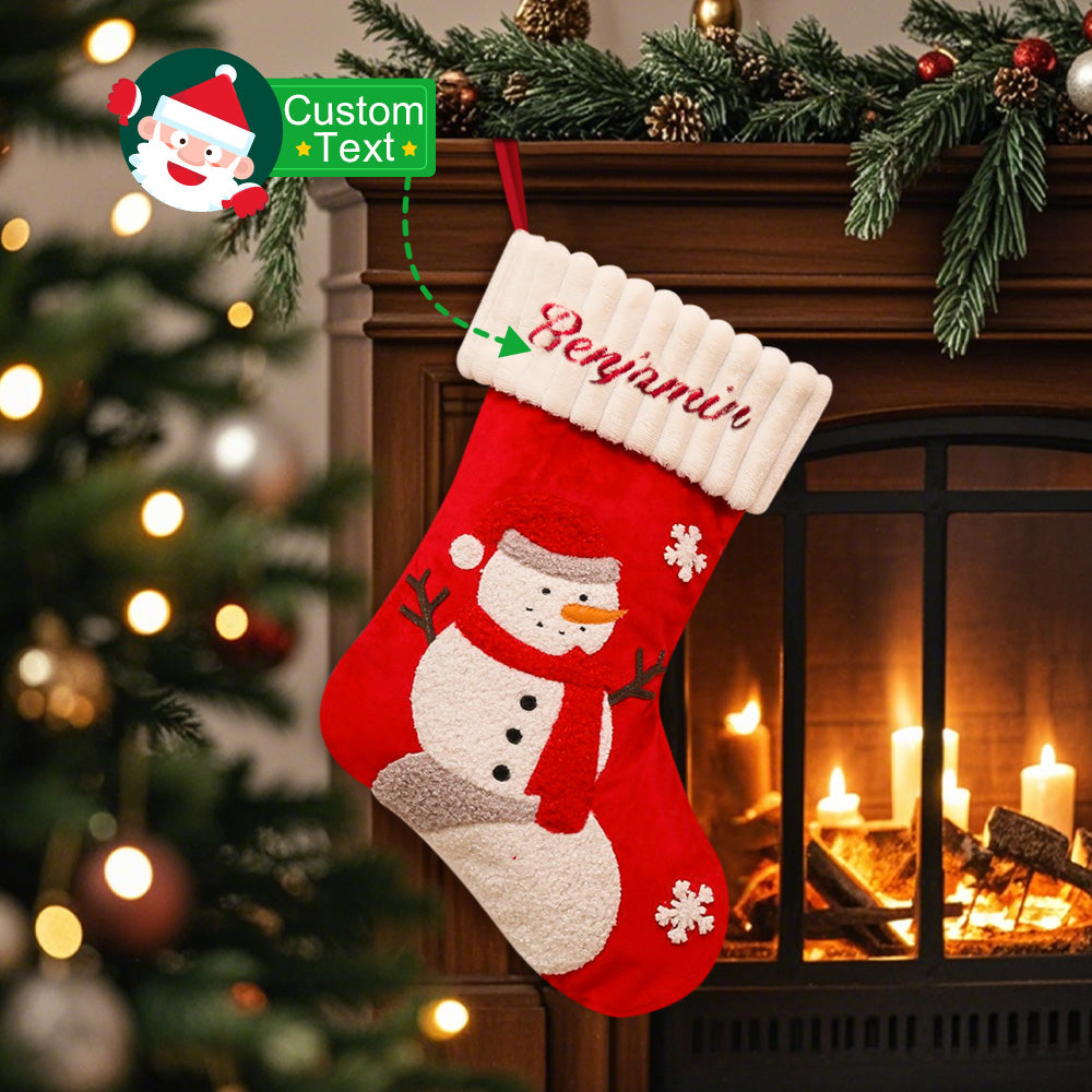 Personalised Christmas Stocking with Embroidered Name - Custom Family Gift