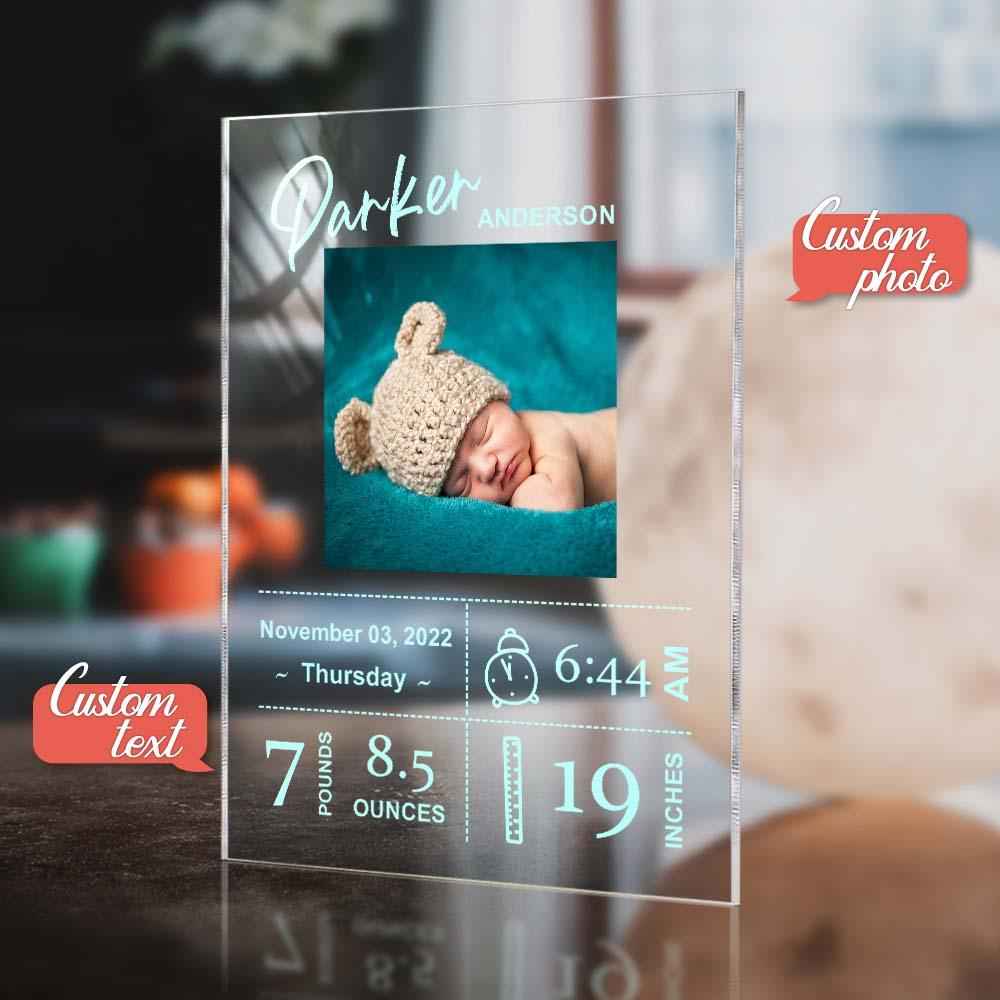 Personalized Baby Birthday Plaque Custom Baby Photo Plaque Gift