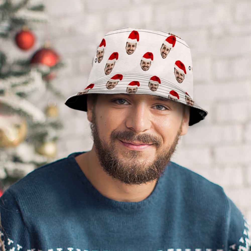 Custom Christmas Bucket Hat Personalized Face Unisex Fisherman Cap