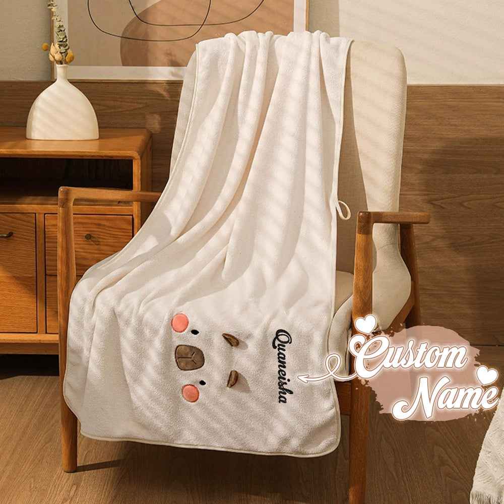 Personalized Bath Towel Custom Bathrobe with Embroidered Name Gift for Her