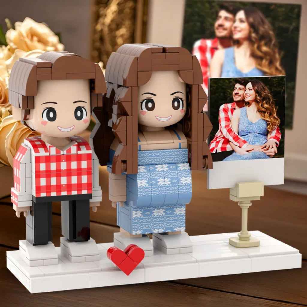 Full Body Customizable Pregnancy Gift 2 People Duddu Brick Figures with Photo Anniversary Gift New Mom Gift