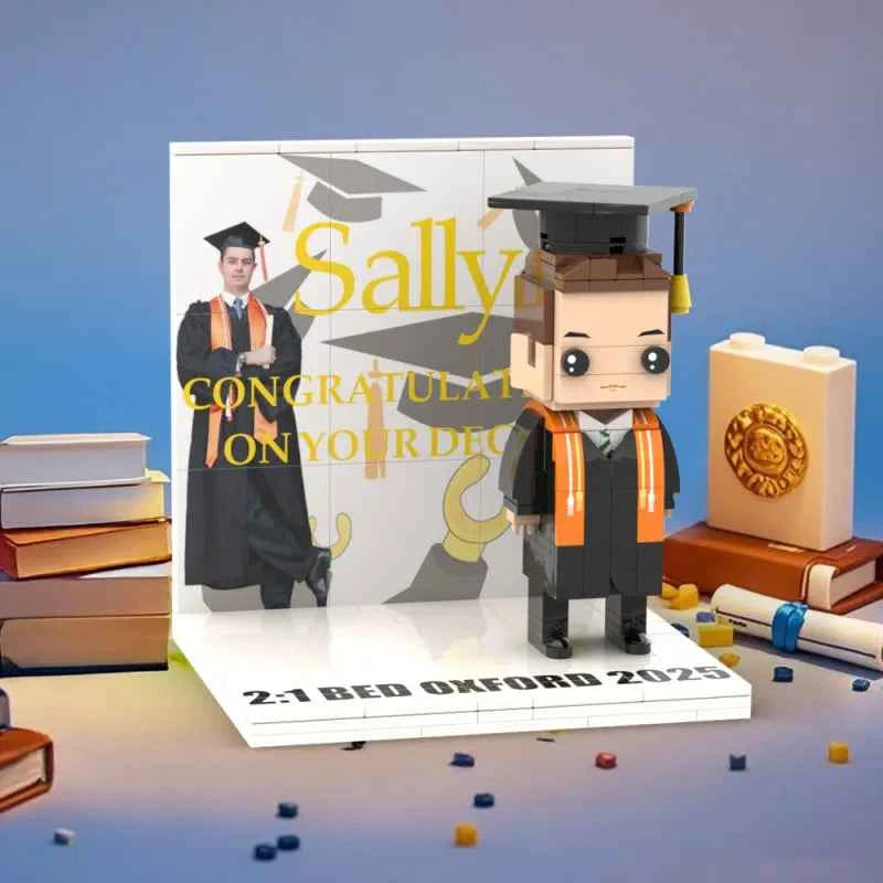 Custom Text Brick Figure Full Body Customizable 1 Person Display Panel Graduation Gift