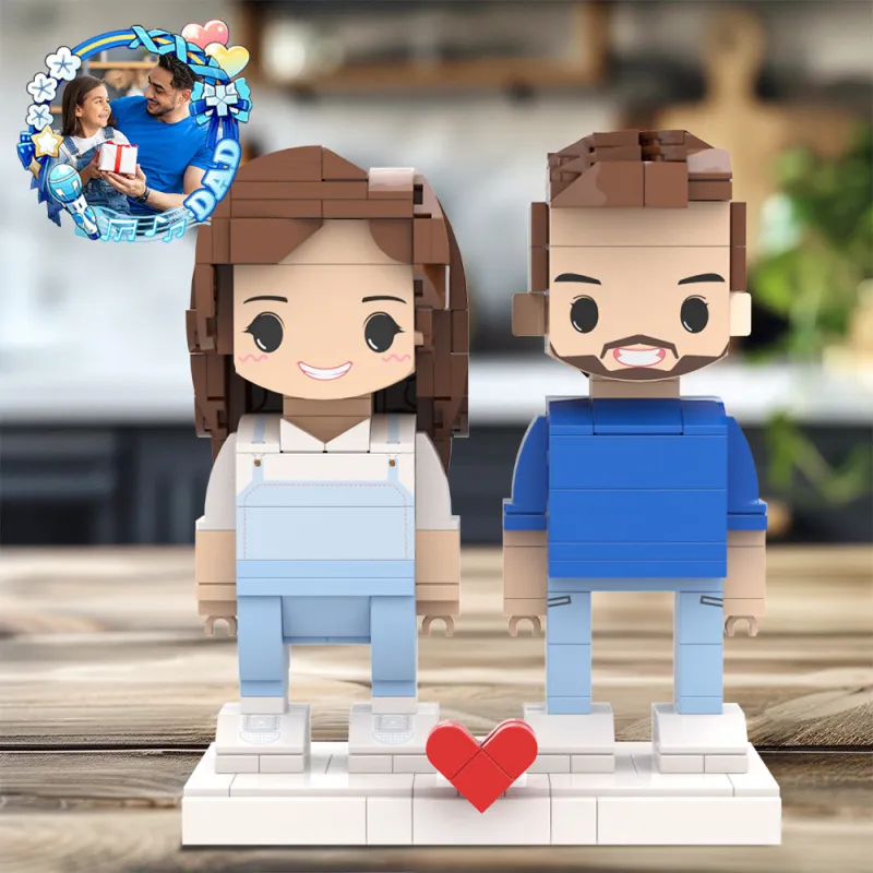 Custom Brick Figures for Dad & Daughter - Personalised Building Block Duo