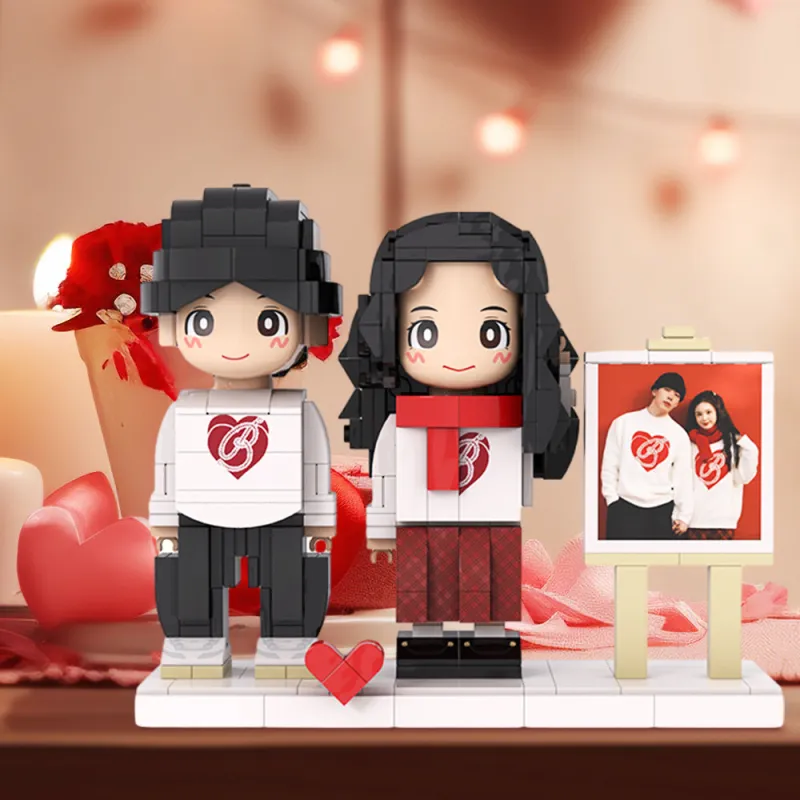 Custom Couple Brick Figures - Personalised Photo Gift for Valentine's Day & Birthdays