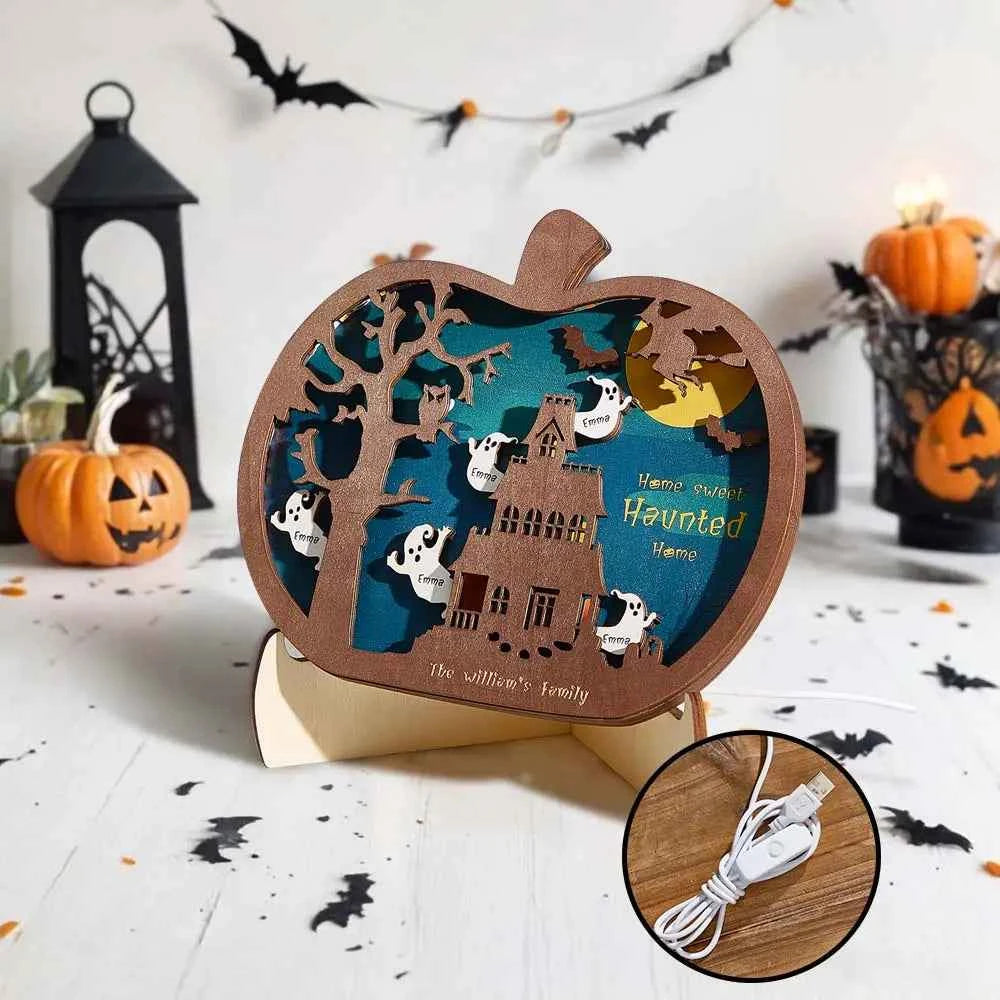 Personalized Halloween Light with Family Name Halloween Decorations Night Light Gifts for Family