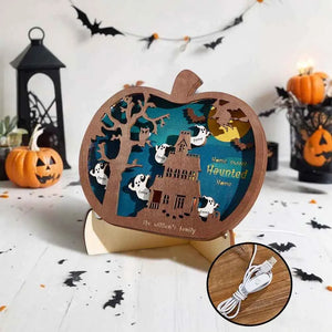 Personalized Halloween Light with Family Name Halloween Decorations Night Light Gifts for Family