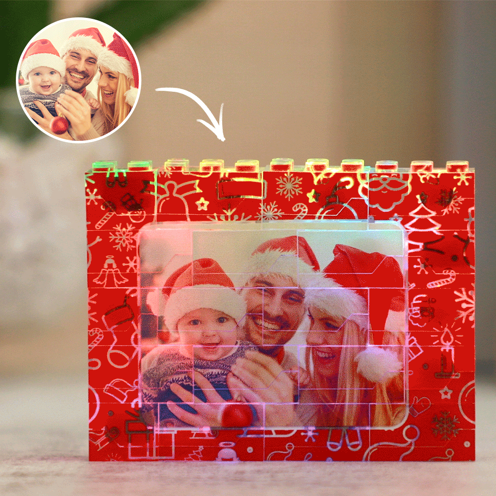 Custom Photo LED Building Brick Light | Personalised Light Up Gift for Him