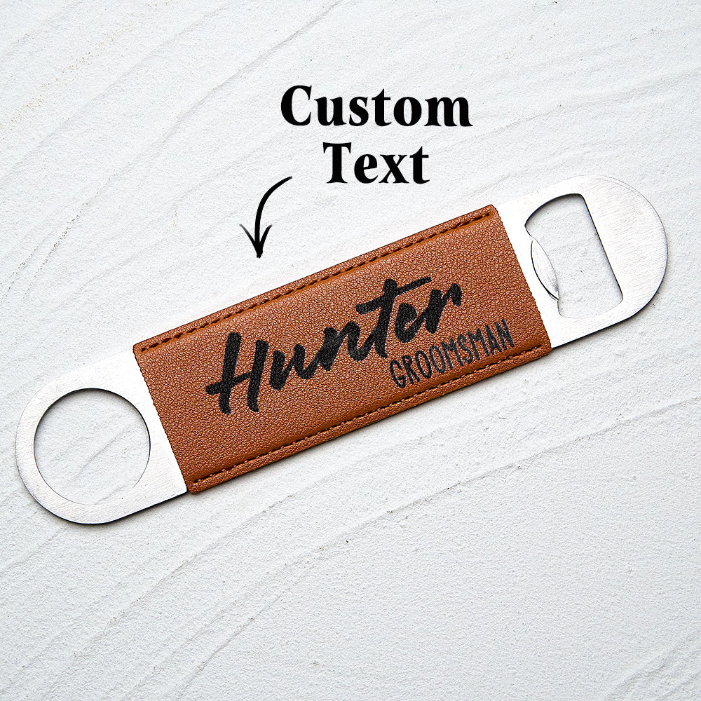 Personalised Leather Bottle Opener | Unique Groomsmen & Best Man Gift